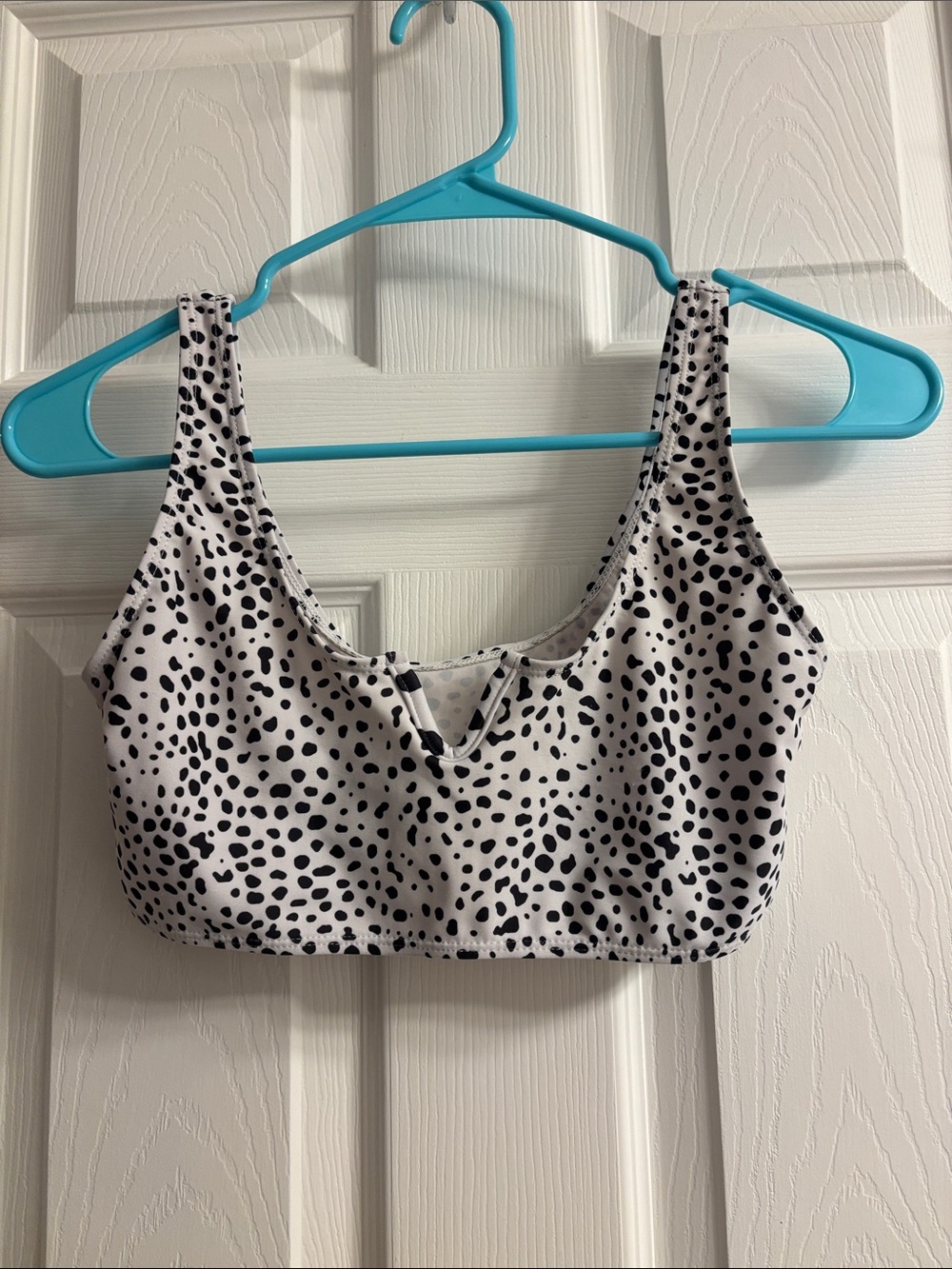 SHEIN Dalmatian Print Bikini Top with V cut in front